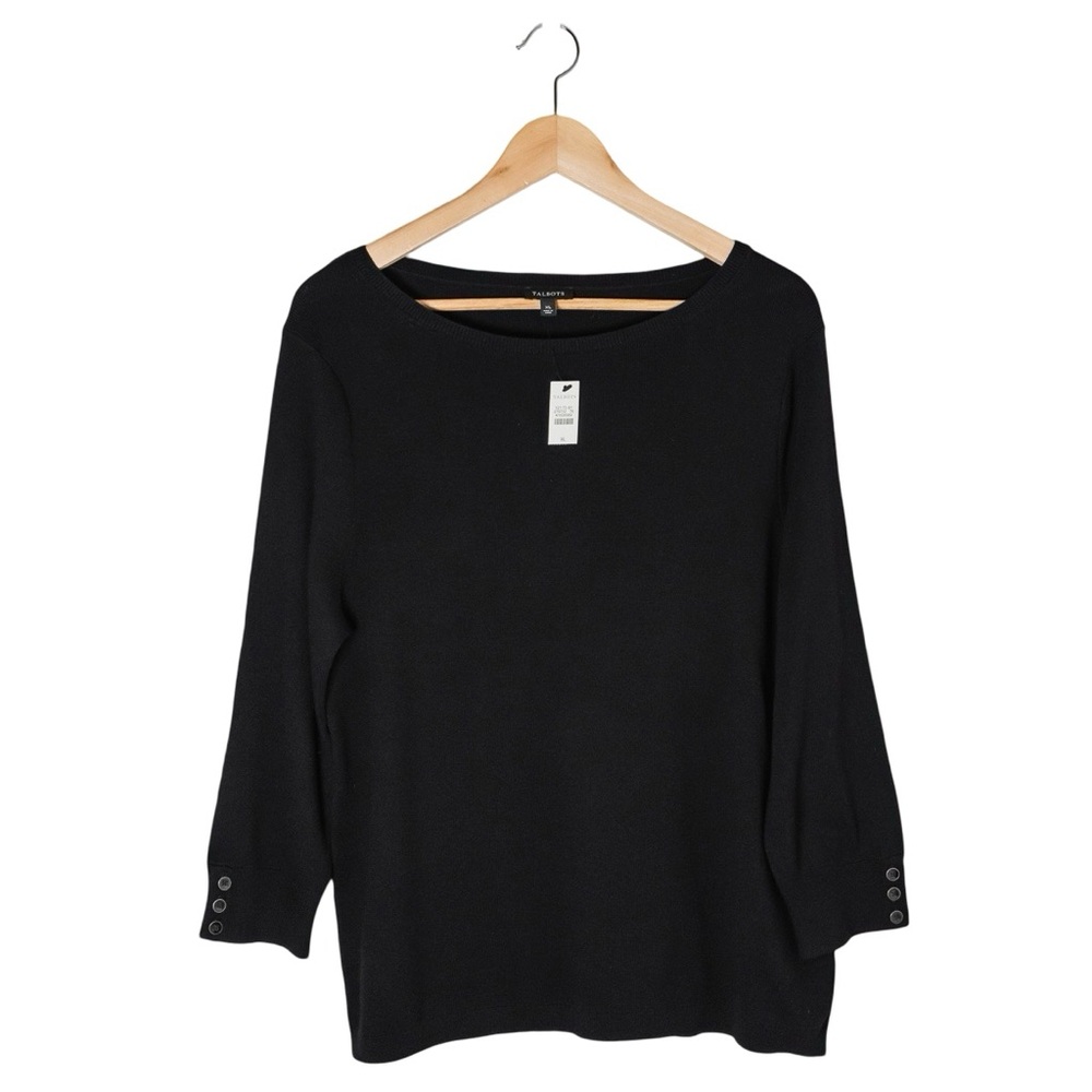 NWT: Talbots Women’s Black Crewneck Cotton-Blend Sweater: XL
